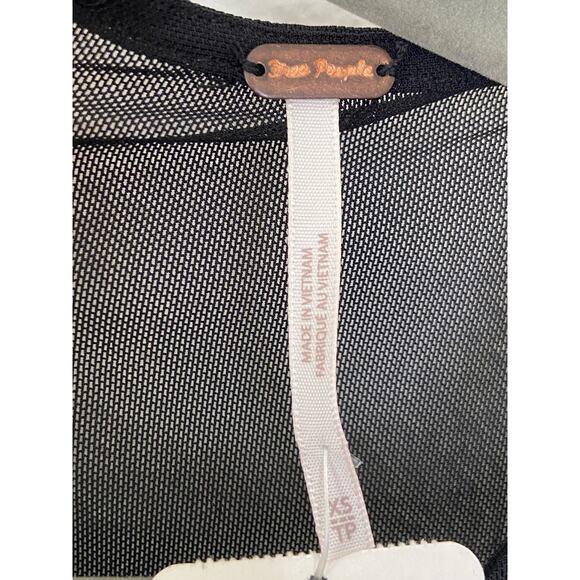 Free People Mirrorball Crop Tank Top Cowl Mesh Crystal Embellished Black Size XS - Picture 7 of 13